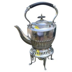 Antique Walker & Hall Sheffield Silver-Plated Spirit Kettle on Stand