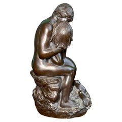 Patinated Bronze Sculpture of Embracing Lovers, 'Adam and Eve'