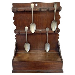 Antique Georgian Welsh Two-Tier Hanging Spoon Rack and Candle Box ca 1800