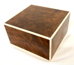 Art Deco Amboyna Wood Cigarette Box with Tilting Patent Mechanism