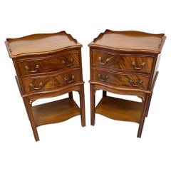 Brights of Nettlebed Pair of Georgian Style Mahogany Tray Top Bedside Cabinets