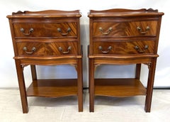 Brights of Nettlebed Pair of Georgian Style Mahogany Tray Top Bedside Cabinets