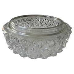 Mid-Century Pressed Glass Ceiling Light Shade with Diamond Pattern