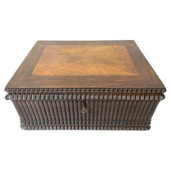 Antike georgianische, geschnitzte Schmuckschatulle aus Palisanderholz mit herausnehmbarem Tablett, ca. 1800