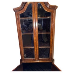 Early Georgian Style Burr Walnut Glazed Corner Display Cabinet