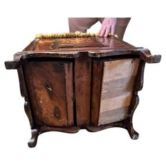 Antique Inlaid Mahogany Music Stool with Twin Tilt-Out Sheet Music Compartments