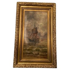 Pair of Antique British Marine Oil Paintings in Harry Gloster Gilt Frames