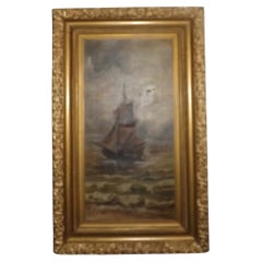 Pair of Antique British Marine Oil Paintings in Harry Gloster Gilt Frames