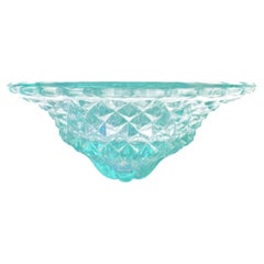 Antique Diamond Pattern Clear Manganese Glass Centrepiece Bowl Insert