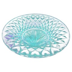 Antique Diamond Pattern Clear Manganese Glass Centrepiece Bowl Insert