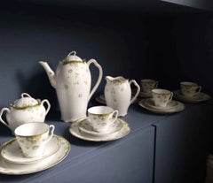 Antiquités Jacob Zeidler & Co. Service à café en porcelaine de style Art nouveau pour dix personnes