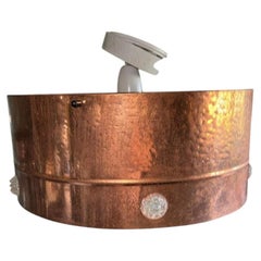 Danish Mid-Century Copper Drum Pendant Lamp with Tiered Diffuser