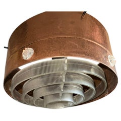 Danish Mid-Century Copper Drum Pendant Lamp with Tiered Diffuser