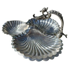 Antique Drew & Sons Victorian Silver-Plated Three-Part Shell Pastry Stand