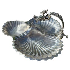 Antique Drew & Sons Victorian Silver-Plated Three-Part Shell Pastry Stand