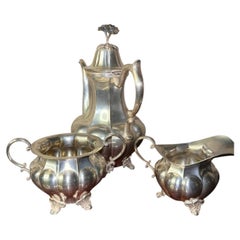 Servizio da tè e caffè svedese placcato argento, composto da tre pezzi, con marchio N.F.S.