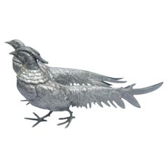 Mid Century Pair of Vintage Cast Metal Pheasant Table Figurines