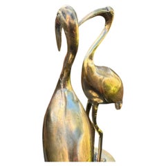 Mid Century Pair of Vintage Indian Cast Brass Crane or Ibis Bird Figurines