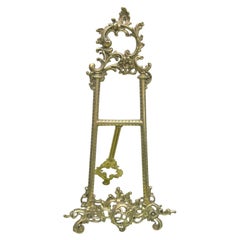 Antique Rococo Style Cast Brass Tabletop Picture Display Easel, 53 cm