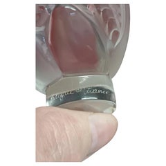 Lalique French Frosted Crystal Two Swans Paperweight Seal