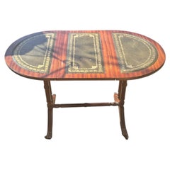 Regency Style Drop-Leaf Coffee Table with Gilt-Tooled Green Leather Inset