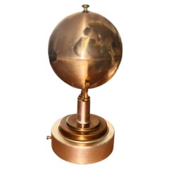 Mid Century Vintage Brass and Aluminium Spinning Tabletop Globe Music Box