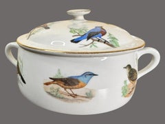 Louis Lourioux Le Faune Birds Porcelain Round Casserole Dish with Lid
