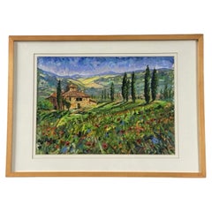 Bob Jones, 'Poppies in Tuscany', Original Framed Acrylic Landscape Painting