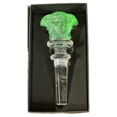 Rosenthal Versace Medusa Lumière Frosted Green Crystal Bottle Stopper