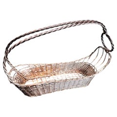 Silver-Plated Woven Wire Wine Bottle Cradle and Pouring Stand