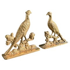 Antique Pair of Cast Brass Bird Bookends, Early 20th Century