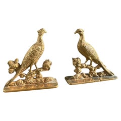 Antique Pair of Cast Brass Bird Bookends, Early 20th Century