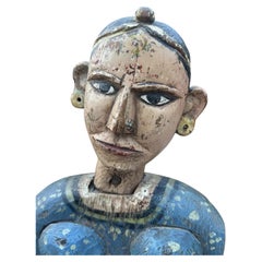 Antique Indian Gangaur Gauri Articulated Polychrome Wooden Puppet Torso