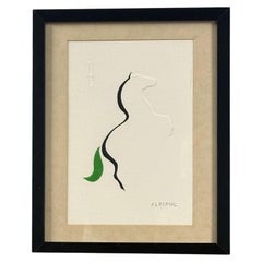 Jean Lagadec Original Mixed Media Pegasus Minimalist Art Framed