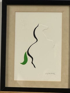 Jean Lagadec Original Mixed Media Pegasus Minimalist Art Framed