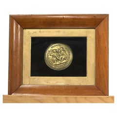 Antique Framed Trafalgar and Waterloo Commemorative Brass Snuff Box Lid