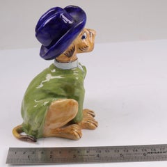 Antique Mosanic Faience Anthropomorphic Dog Pen Holder, Gallé Style