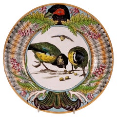 Mintons Victorian Aesthetic Movement Hand-Painted Bird Cabinet Plate