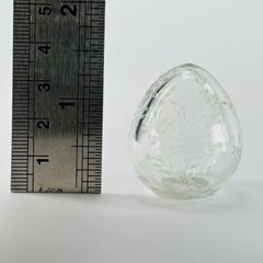 Mid-Century Clear Etched Glass Egg Ornament with Floral Motifs
