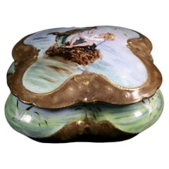 Attributed Royal Bayreuth Porcelain Quatrefoil Box and Cover, c.1900