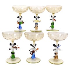 Set of Six Mickey Mouse Musical Band Novelty Cocktail Glasses