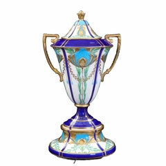 Minton Porcelain Twin-Handled Covered Urn Vase, John Wadsworth Design