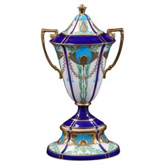 Minton Porcelain Twin-Handled Covered Urn Vase, John Wadsworth Design