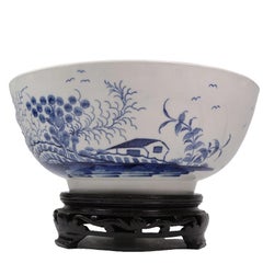 Bol à punch « Rock Strata » en porcelaine de Worcester, première période