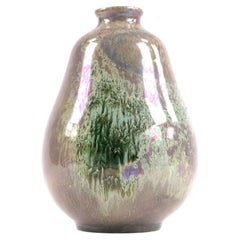 Keramikvase im Jugendstil aus Rambervillers, „Grès Flammé“ mit schillerndem Glanz, um 1920