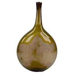 Antique Belgian Freeblown Olive-Amber Glass Spa Water Flask or Bottle ca. 1720
