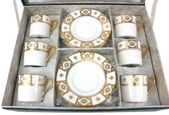 Aynsley Jewelled Bone China Demitasse Cup and Saucer Set of Six, Boxed