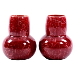 Pair of Arts & Crafts Red Sang de Boeuf Glazed Miniature Pottery Vases
