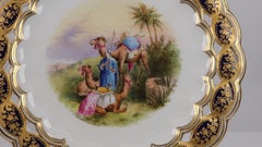 Placa de armario con diseño reticulado de Coalport y escena de camellos del desierto pintada a mano