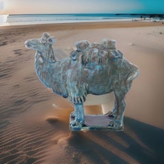 Figura de camello de cerámica china esmaltada en turquesa, al estilo Tang